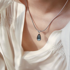 Handmade Elegant Stainless Steel 18K Gold Plated Women's Necklace Water Drop Vintage Style Snake Chain Simple Dainty Choker - Product Image 2
