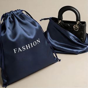 Custom Logo Satin <b>Drawstring</b> Bag Gift Packaging Bags Perfume Clothing Dust Bag Jewelry <b>Pouch</b> Multi-Color Luxury Silk Satin Bag - Product Image 6