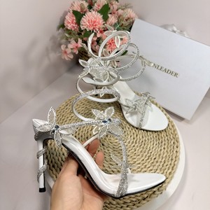 Sandalias de tacón de aguja con diamantes de imitación brillantes para mujer, modelo 2026, con banda estrecha de cristal y tacones en espiral tipo serpiente, ideales para fiestas. - Product Image 5