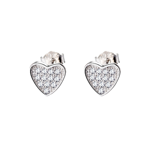 925 Sterling <b>Silver</b> Trendy Zircon Heart <b>Stud</b> Earrings for Kids and Women Dainty Design for Engagement Wedding & Party - Product Image 1