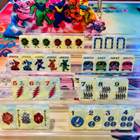 Nouveauté 2026 Tuiles de Mahjong sur mesure Grateful Dead Sunshine Daydream Tie Dye Pearl, design Dancing Bears monocouche, en acrylique pour le plaisir