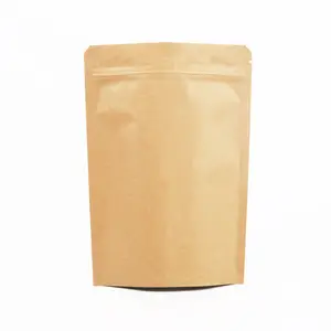 Eco Friendly Customized Print 100g Packaging Bag Recyclable Stand Up Pouch Kraft Paper Tea Coffee Bag