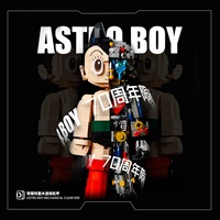 Blok Bangunan Mecha Astro Boy Plastik ABS Grosir Setengah Mekanik Transparan Robot Trendi Figur Perakitan TV Retro 1:8