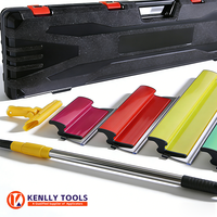 Ensemble de 7 Spatules Professionnelles avec Manche Télescopique et Étui, Outils de Plâtrage en Acier Inoxydable pour la Construction