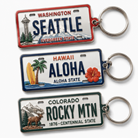 Porte-clés personnalisé en forme de plaque d'immatriculation, mini plaque en aluminium, souvenir, cadeau de voyage personnalisé