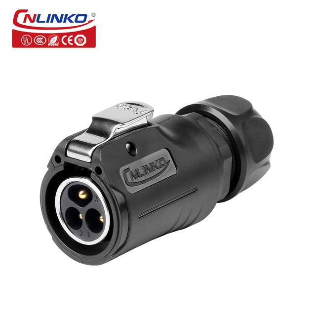 CNLINKO LP20 3 Pin Circular Panel Mount Industrial Connector Electrical 3pin Waterproof Power Connector