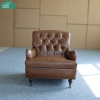 Fauteuil individuel Tiger en cuir véritable ciré à l'huile, style vintage américain, pour salon, villa design, bar à whisky et cigares, café