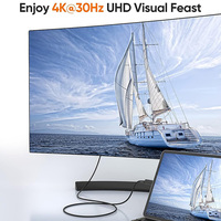 Cable USB C 3.1 a HDTV de 6 pies, compatible con adaptador de video de alta resolución 4K 30Hz, conecta el teléfono móvil a la pantalla del televisor o monitor.