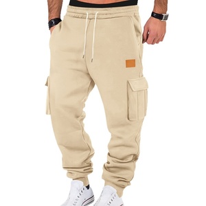 Pantalon décontracté <span class=keywords><strong>homme</strong></span> taille haute en cuir tendance avec étiquette, multi-poches, cordon de serrage, coupe droite, été - Product Image 5