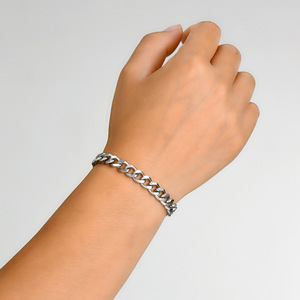 Pulsera de cadena cubana de 8 mm de acero inoxidable de 18 cm y 20 cm para hombre y mujer, regalo de joyería - Product Image 2