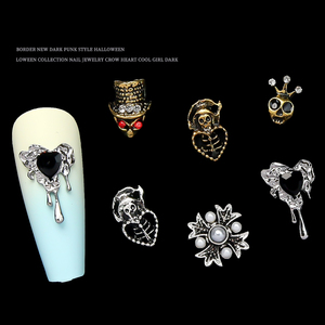 Breloques pour ongles crâne en alliage Décalcomanies rétro d'Halloween Ornements 3D Fantôme Argent Bijoux classiques Nails Art Design Accessoires de manucure - Product Image 4