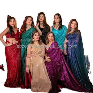 Bollywood Séquence Saree avec Paillettes Élégant Tenue Traditionnelle Indienne - Product Image 1