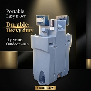 Station de lavage des <span class=keywords><strong>mains</strong></span> mobile et portable <span class=keywords><strong>avec</strong></span> double vasque et <span class=keywords><strong>réservoir</strong></span> d'eau - Product Image 2