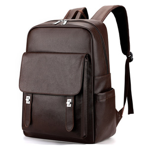 Men's <b>Backpack</b> Business Travel 14 Inch Laptop Bag Solid Color Black And <b>Brown</b> Casual Student Schoolbag - Product Image 5