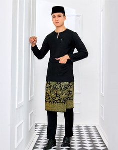 มาเลเซียอีดมุสลิมผู้ชายBaju Kurungมาเลย์Slimfitตัดผ้าไหมเย็บปักถักร้อยSongketและBaju Melayu Baju <span class=keywords><strong>Raya</strong></span> - Product Image 2
