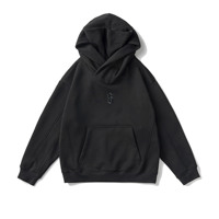 Sweatshirts à capuche noirs en coton éponge français avec broderie personnalisée sweat à capuche sans ficelle pour hommes vente en gros