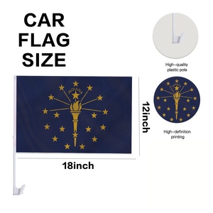 Drapeau de fenêtre de voiture personnalisé avec logo Indiana, 12x18 pouces, polyester double face, bannière automobile The Hoosier State avec poteau à clip pour la course - Product Image 2