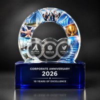 Trophée personnalisé Neelpure 197788 en cristal K9 de forme irrégulière, triple cercle, impression photo UV, logo d'entreprise, services professionnels