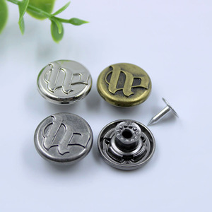 Nút và đinh tán kim loại hợp kim, có logo thương hiệu tùy chỉnh của nhà sản xuất, màu bạc, dùng cho quần jean và may mặc - Product Image 3