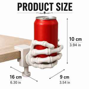 3D printed Gothic <b>skull</b> cup holder - Table-mounted beverage storage rack with clip base, suitable for cans and cups. - Product Image 4