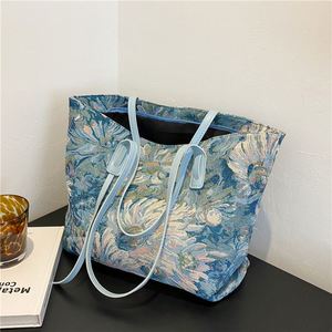 Bolsa de Compras Grande de Hombro THK, Bolso de Mano de Lona de Algodón con Estampado Floral para Mujer, de Lujo - Product Image 1
