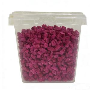 Caja cuadrada transparente de plástico de 1 litro (30 oz) con cubos de fruta del dragón liofilizada para cereales, yogur, ensaladas, con cierre de seguridad. - Product Image 1