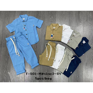 New 2-Piece Casual Linen Kids Suit Solid Style Long-Sleeved Shirt Pants for Spring &amp; Fall Trendy <strong>Boys</strong> <strong>Clothing</strong> for Toddlers - Product Image 6