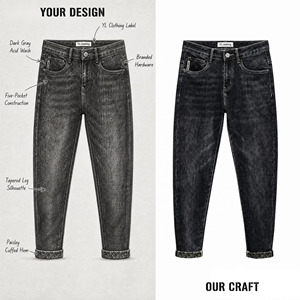 Jeans en denim vintage personnalisés pour hommes, coupe skinny, style streetwear décontracté, haute qualité, effet délavé, fabricant OEM - Product Image 2