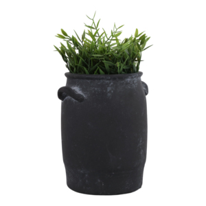 Vaso in Ceramica Tradizionale Decorativo per Soggiorno, Camera da Letto, Ufficio, Finitura Nera Opaca con Manici - Product Image 2