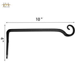 JIM Wrought Iron <b>Hook</b> 10 Inch Black Wall Mount For Plant Basket Lamp Feeder - Product Image 1