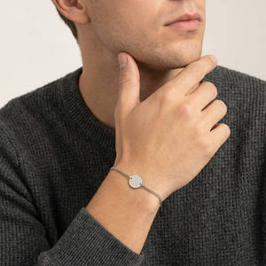 Hot-selling Stainless Steel Men's and Women's <b>Couple</b> <b>Bracelets</b> Round Pendant <b>Bracelets</b>, Customizable with Engraved Logos - Product Image 4