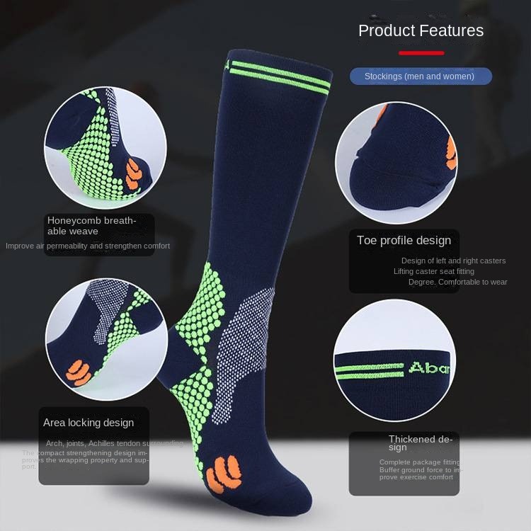 Custom Sports Running Knee High Compression Socks 20-30Mmhg Unisex Stretch Football Socks