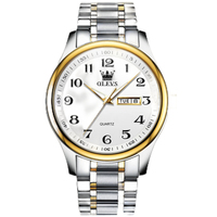 Montre à quartz Olves 5567 de luxe, sport et mode, pour couples, boîtier en alliage, bracelet en acier inoxydable, aiguilles lumineuses, affichage jour/date