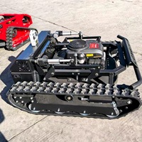 Cortadora de Césped Profesional a Gasolina con Control Remoto, Motor de 4 Tiempos y 608cc, 22PS, Cuchilla Metálica Recta, Herramienta de Jardín de Grado Industrial para Césped