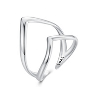 Youchuang nouveau design non ternir knuckle ouvert bague irrégulière bijoux de mode double 925 bagues décontractées en argent sterling pour dames