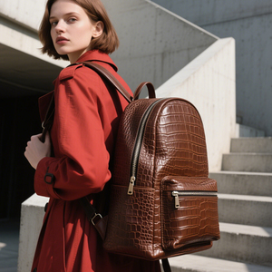 <span class=keywords><strong>Zaino</strong></span> in vera pelle di alta qualità resistente marrone pelle di coccodrillo borsa produttore personalizzato <span class=keywords><strong>donna</strong></span> <span class=keywords><strong>grande</strong></span> <span class=keywords><strong>zaino</strong></span> da viaggio - Product Image 1