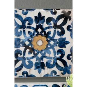 DB S/4 Abstract Blue and White Gold <b>Wall</b> Decor <b>Accents</b> 9.5x9.5 Inches - Product Image 4
