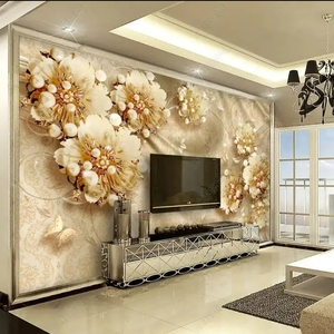 3D Maßgefertigte Blumen-Tapete Kristall-Diamant Luxus-Blumen Abzieh- und Aufkleb-Wandbild Tapete für Sofa TV-Hintergrund Schlafzimmer - Product Image 2