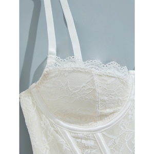 Soutien-gorge corset et bustiers sans couture en dentelle blanche respirante, sculptant le corps, push-up, tricoté, pour femmes - Product Image 3