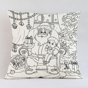 Nouveau noël oreiller bricolage coloration taie d'oreiller père noël peint à la main graffiti oreiller <span class=keywords><strong>coussin</strong></span> peint cadeau - Product Image 1