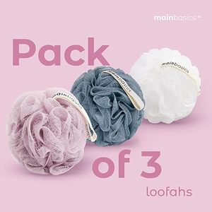 <b>Bath</b> Shower Loofah Sponge Pouf Body Scrubber Exfoliator Body Wash Sponge (Set of 3, Airy Blossom) - Product Image 4