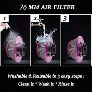 Filtro de aire de 76 mm con cabezal plano tipo hongo para modificación de automóviles, pieza de actualización OFI076 - Product Image 5