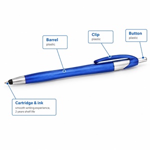 Für Pen 2 1 Touch Einziehbarer Kugelschreiber aus Kunststoff mit Individueller Farbe und Logo UV-Druck Schwarze/Blaue Tinte für Büro und Studenten - Product Image 2