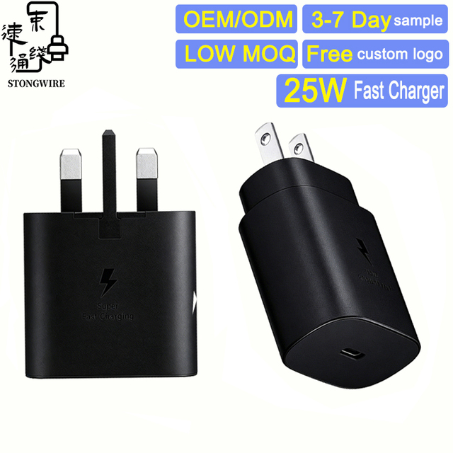 25W Universal Travel Charger US EU UK Versions Type-C CE Marked Eco-Friendly Fast Charging QC3.0 Battery Earphone Mobile Phone