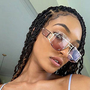 Gafas de Sol Cuadradas con Remaches, Negras, de Moda, con Logotipo Personalizado, Novedad, para Mujer, de una Sola Pieza, Tamaño Grande, Protección UV400 - Product Image 3