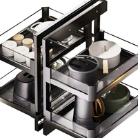 UZIA-SM35 Magic Corner pour armoire de cuisine, panier coulissant, organisateur de rangement d'angle, support en aluminium robuste pour cuisine