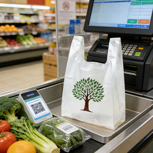 Sacs en plastique personnalisés avec logo, durables, incassables, en PEHD, imprimés sérigraphiés, avec poignée gilet, modèle HL2026409 pour usage domestique - Product Image 1