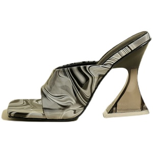 2025 Latest Abstract Popular Special-shaped High-heeled Sandals Colorful Fashionable square Toe Large Size High-heeled <b>slippers</b> - Product Image 5