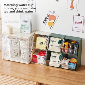 Scatola porta bustine di tè in metallo, organizer per capsule di caffè, espositore trasparente, scaffale da cucina, ripiano da scrivania, piccolo contenitore. - Product Image 3