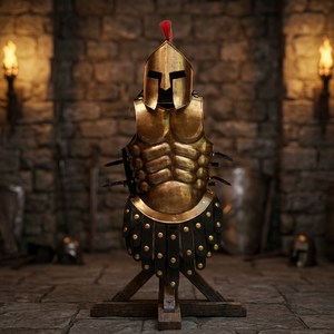 Ensemble de costume de guerrier spartiate 300, casque SCA avec armure pectorale, réplique grecque en laiton plaqué or, ensemble d'armure musculaire romaine avec casque - Product Image 3